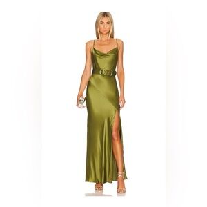Nicholas Simone Cowl Neck Dress - Olive Green - Size 4